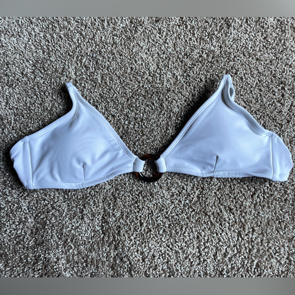 No Boundaries White Bikini Top with Ring Accent